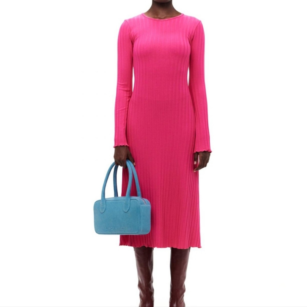 Simon Miller Bright Pink Ribbed Maxi Dress